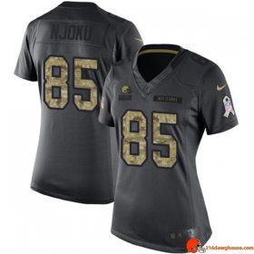 Alpha NFL Approved David Njoku 85 Browns Mesh Black Replica 2016 Women Drip Commemorative