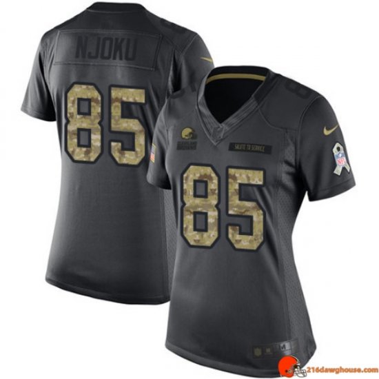 Alpha NFL Approved David Njoku 85 Browns Mesh Black Replica 2016 Women Drip Commemorative