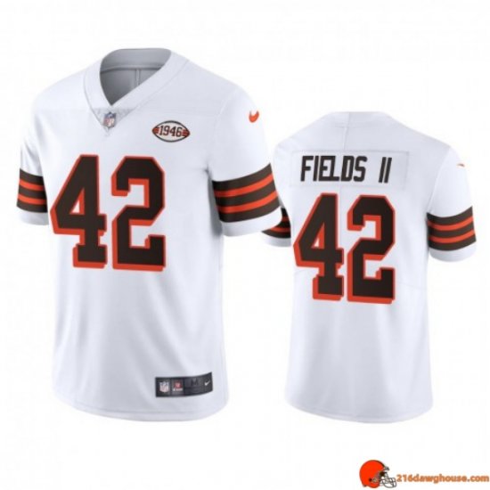Alpha Personalized Tony Fields 42 Browns Jacquard White Anniversary 1946 Men DNA Streetwear