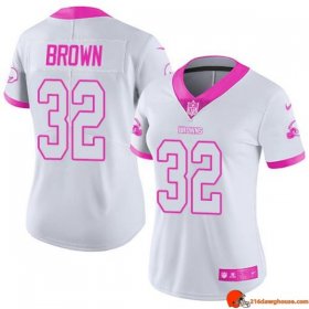 Badge Collectible Jim Brown 32 Browns Jacquard Pink, White, Brown Alternate Women Edition Streetwear