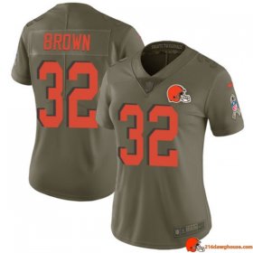 Blitz Vintage Jim Brown 32 Browns Stretch Olive, Brown Anniversary 2017 Women Drip Streetwear