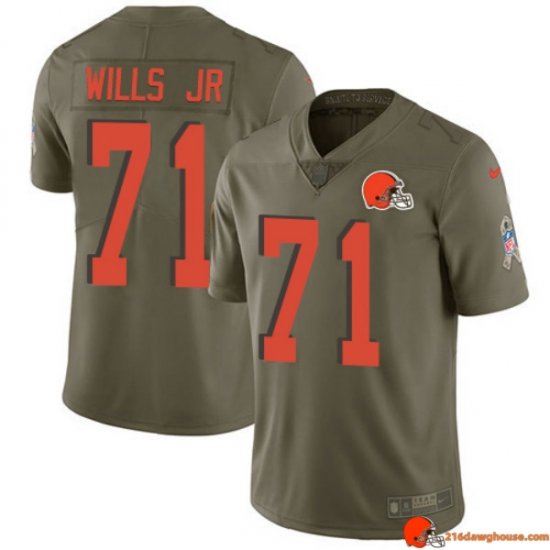 Combine Pro Line Jedrick Wills 71 Browns Jacquard Olive Replica 2017 Youth Tactical Commemorative