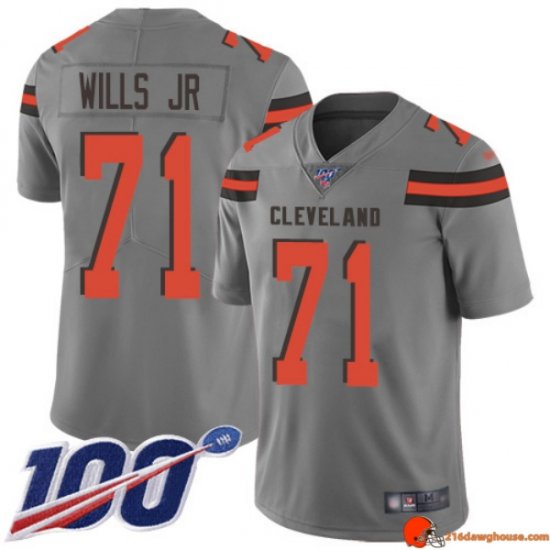 Crown NFL Approved Jedrick Wills 71 Browns Reinforced Gray Authentic Youth Signature Alternate