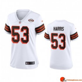 Crown Stitched Nick Harris 53 Browns Flex White Color Rush 1946 Women Uniform Heritage