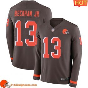 Magnificent Performance driven Breathable Distinctive Fabulous Amazing Cleveland #13 Odell Beckham JrColor Men Stitched Limited Therma Long Sleeve athletic jersey Men