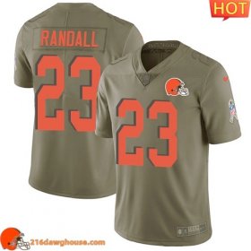Long lasting Impressive Enchanting Game changing Magnificent Cleveland #23 Damarious Randall Olive Youth Stitched Limited 2017 Salute to Service game ready jersey Youth