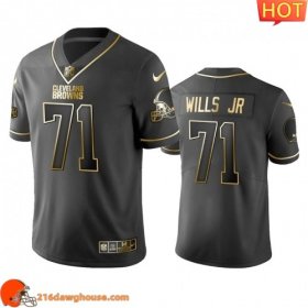 Premium Gorgeous Classy Superior Enchanting Cleveland Cleveland #71 Jedrick Wills Men Black Golden Edition Vapor Limited athletic jersey Men designed for maximum on field performance