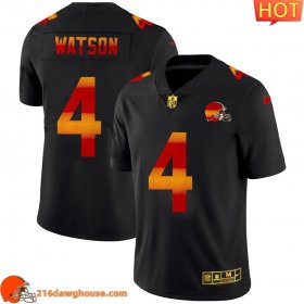 Wonderful Awesome Excellent Classy Cool Enchanting Cleveland #4 Deshaun Watson Men Black Red Orange Stripe Vapor Limited game ready jersey