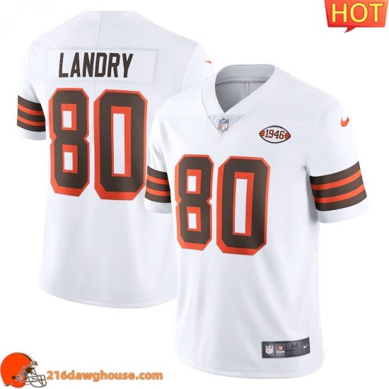 Trendy Iconic Irresistible Fashionable Reliable Cleveland #80 Jarvis Landry 1946 Collection Alternate Vapor Limited match day jersey White designed for maximum on field performance