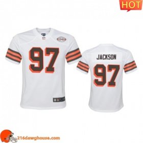 Excellent Game changing Fashionable Awesome Youth Cleveland #97 Malik Jackson 1946 Collection Alternate Game Limited athletic jersey White Youth