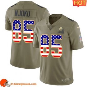 Unique Splendid Classy Long lasting Precious Cozy #85 David Njoku Olive/USA Flag Men Stitched Limited 2017 Salute To Service match day jersey showcasing an eye catching design