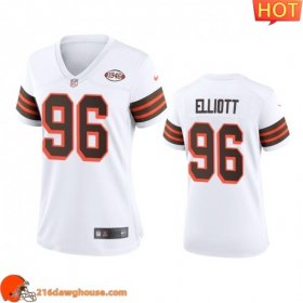 Gorgeous Comfortable Stylish Delightful Impressive Durable Women Cleveland #96 Jordan Elliott 1946 Collection Alternate Game Limited match day jersey White Womens