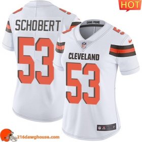 Amazing Fashionable Wonderful Cleveland #53 Joe Schobert White Women Stitched Vapor Untouchable Limited athletic jersey Womens