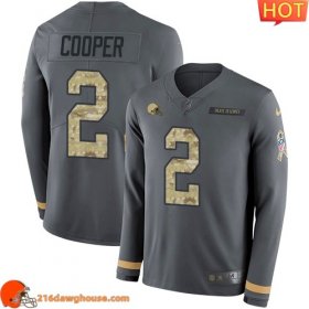 Unique Amazing First rate #2 Amari Cooper Anthracite Salute To Service Youth Stitched Limited Therma Long Sleeve sporting jersey
