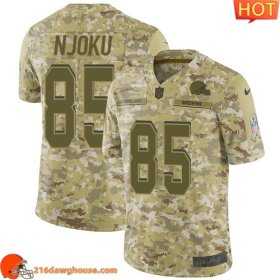 Historic Breathable Long lasting Championship worthy Wonderful Irresistible #85 David Njoku Camo Men Stitched Limited 2018 Salute To Service game ready jersey
