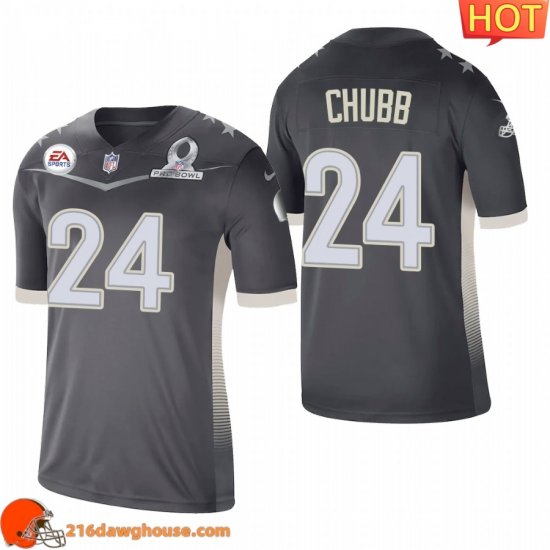 Charming First rate Marvelous Terrific Outstanding Fabulous Cleveland #24 Nick Chubb 2021 AFC Pro Bowl Game Anthracite match day jersey perfect for die hard fans to flaunt their support