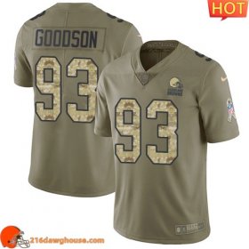 Splendid Iconic Magnificent Superb Fabulous Cleveland #93 B.J. Goodson Olive/Camo Youth Stitched Limited 2017 Salute To Service athletic jersey Youth featuring authentic team details