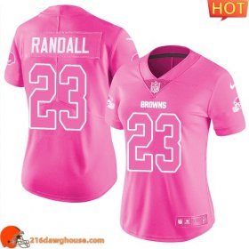 Outstanding Historic Performance driven Stylish Cleveland #23 Damarious Randall Pink Women Stitched Limited Rush Fashion sporting jersey Womens a must have for any sports enthusiast