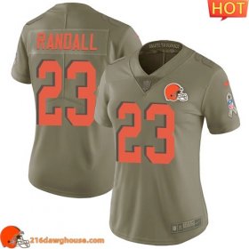 Stylish Performance driven First rate Iconic Cleveland #23 Damarious Randall Olive Women Stitched Limited 2017 Salute to Service athletic jersey Womens