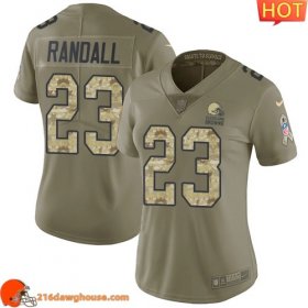 Excellent Terrific First rate Alluring Enchanting Cleveland #23 Damarious Randall Olive/Camo Women Stitched Limited 2017 Salute to Service athletic jersey Womens perfect for die hard fans to flaunt their support