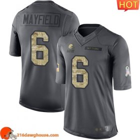 Marvelous Stylish Stunning Terrific Elegant Cleveland #6 Baker Mayfield Black Youth Stitched Limited 2016 Salute to Service athletic jersey Youth