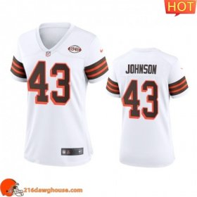 Exclusive Alluring Historic Classy Women Cleveland #43 John Johnson 1946 Collection Alternate Game Limited sporting jersey White Womens showcasing an eye catching design