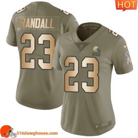 Game changing Superior Marvelous Cleveland #23 Damarious Randall Olive/Gold Women Stitched Limited 2017 Salute to Service game ready jersey Womens