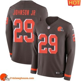 Stunning Magnificent Exclusive Distinctive Long lasting Unique Cleveland #29 Duke Johnson JrColor Men Stitched Limited Therma Long Sleeve match day jersey Men featuring authentic team details