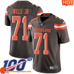 Amazing Historic Long lasting First rate Cleveland #71 Jedrick Wills JRColor Men Stitched 100th Season Vapor Untouchable Limited match day jersey Men featuring authentic team details