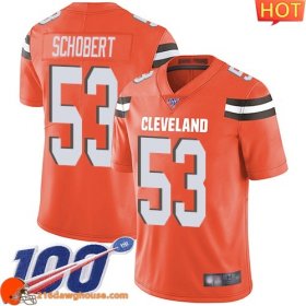 Championship worthy Wonderful Performance driven Awesome Game changing Cleveland #53 Joe Schobert Orange Alternate Men Stitched 100th Season Vapor Limited sporting jersey Men