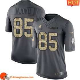Breathable Captivating Stylish Valuable Elegant #85 David Njoku Black Men Stitched Limited 2016 Salute To Service athletic jersey