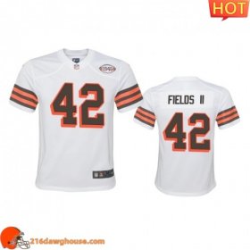 Delightful Stylish Precious Exclusive Rare Performance driven Youth Cleveland #42 Tony Fields II 1946 Collection Alternate Game Limited game ready jersey White Youth