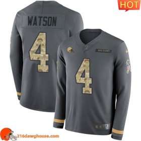 First rate Stylish Awesome Captivating #4 Deshaun Watson Anthracite Salute To Service Men Stitched Limited Therma Long Sleeve match day jersey