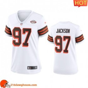 Trendy Distinctive Superb Outstanding Women Cleveland #97 Malik Jackson 1946 Collection Alternate Game Limited game ready jersey White Womens designed for maximum on field performance