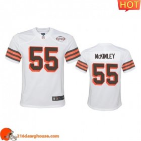 Distinctive Premium Charming Youth Cleveland #55 Takkarist Mckinley 1946 Collection Alternate Game Limited athletic jersey White Youth featuring authentic team details