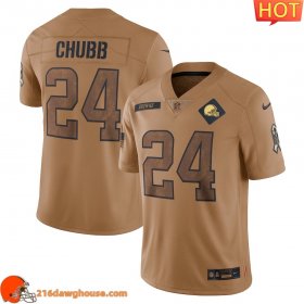 Stunning Splendid Trendy Outstanding Valuable Cleveland #24 Nick Chubb 2023 Salute To Service Limited sporting jersey
