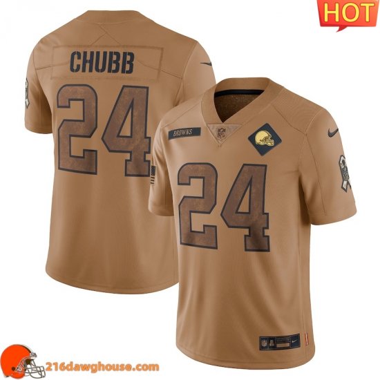 Stunning Splendid Trendy Outstanding Valuable Cleveland #24 Nick Chubb 2023 Salute To Service Limited sporting jersey