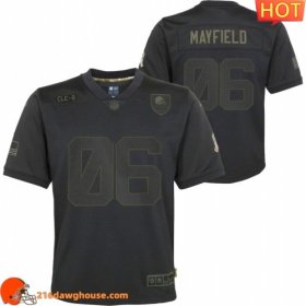Distinctive Irresistible Premium Delightful Cleveland Cleveland #6 Baker Mayfield Youth 2020 Salute to Service Game game ready jersey Black Youth a must have for any sports enthusiast