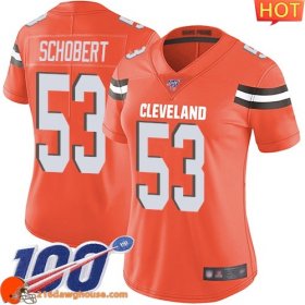 Fashionable Cool Historic Magnificent Cleveland #53 Joe Schobert Orange Alternate Women Stitched 100th Season Vapor Limited sporting jersey Womens