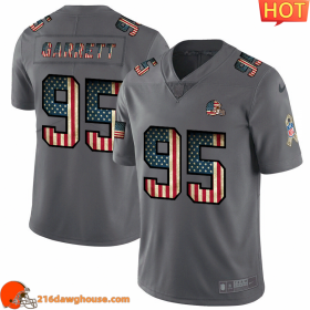 Legendary Top notch Long lasting #95 Myles Garrett 2018 Salute To Service Retro USA Flag Limited match day jersey