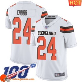 Legendary Game changing Enchanting First rate Fabulous Wonderful #24 Nick Chubb White Men Stitched 100th Season Vapor Limited match day jersey showcasing an eye catching design