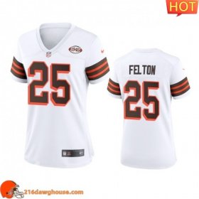Irresistible Superior Reliable Stunning Classy Long lasting Women Cleveland #25 Demetric Felton 1946 Collection Alternate Game Limited athletic jersey White Womens