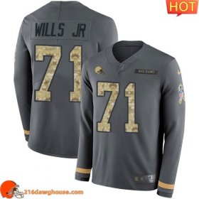 Championship worthy Delightful Trendy Outstanding Marvelous Wonderful Cleveland #71 Jedrick Wills JR Anthracite Salute to Service Men Stitched Limited Therma Long Sleeve athletic jersey Men