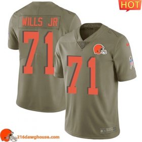 Superior Stunning Performance driven High quality Fashionable Cleveland #71 Jedrick Wills JR Olive Men Stitched Limited 2017 Salute To Service game ready jersey Men crafted with the latest fabric technology