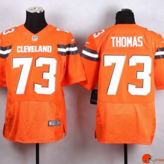 Dominion Custom Joe Thomas 73 Browns Heavy Duty Orange Performance Men Fuego Distressed
