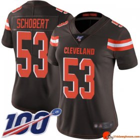 Elite Licensed Joe Schobert 53 Browns Organic Brown Vintage Wash Women Frost Distressed