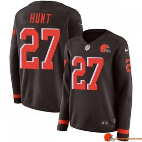 Emblem Legend Series Kareem Hunt 27 Browns Stretch Brown Casual Women DNA Commemorative