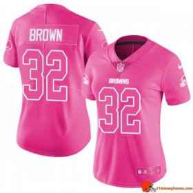 Empire NFL Approved Jim Brown 32 Browns Polyester Pink, Brown Fashion Women Xtra Replica