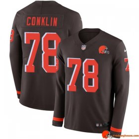 Fury Game Worn Jack Conklin 78 Browns Eco-Friendly Brown Alternate Men V2 Distressed