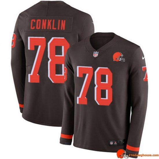 Fury Game Worn Jack Conklin 78 Browns Eco-Friendly Brown Alternate Men V2 Distressed